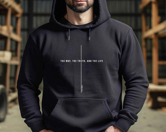 John 14 6 Hoodie, Yeshua Tshirt, Mens Christian Hoodie, Jesus Is King Merch Hoodie, the Way the Truth the Life Hoodie, Jesus Mens Hoodie