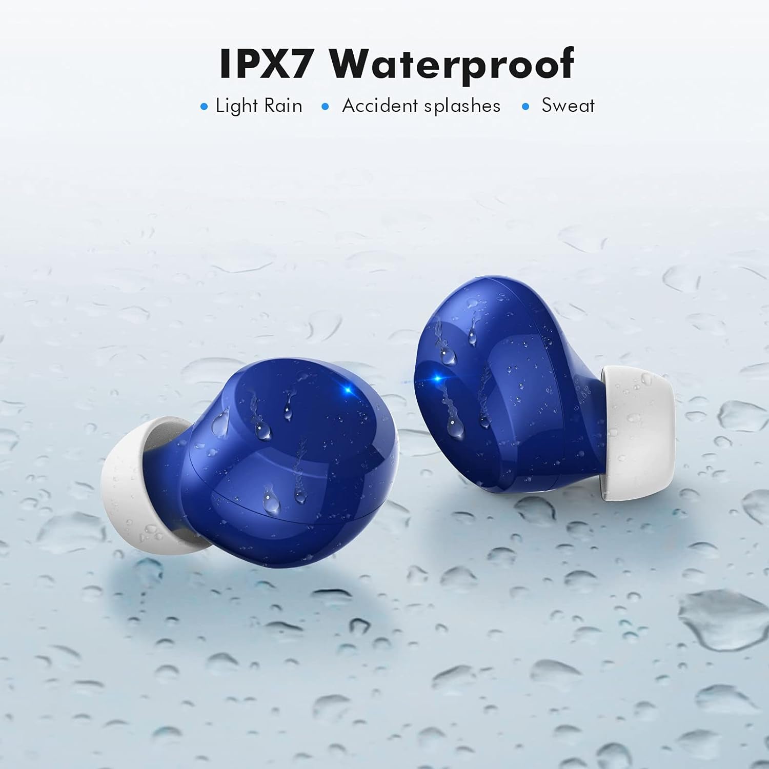 True Wireless Earbuds, Bluetooth 5.1 Small Ear Buds Comfortable Deep Bass Earphones 24Hrs Playtime Mini Charging Case IPX7 Waterproof Earbuds In-Ear Stereo Headphones Headset for Sports Workout Blue