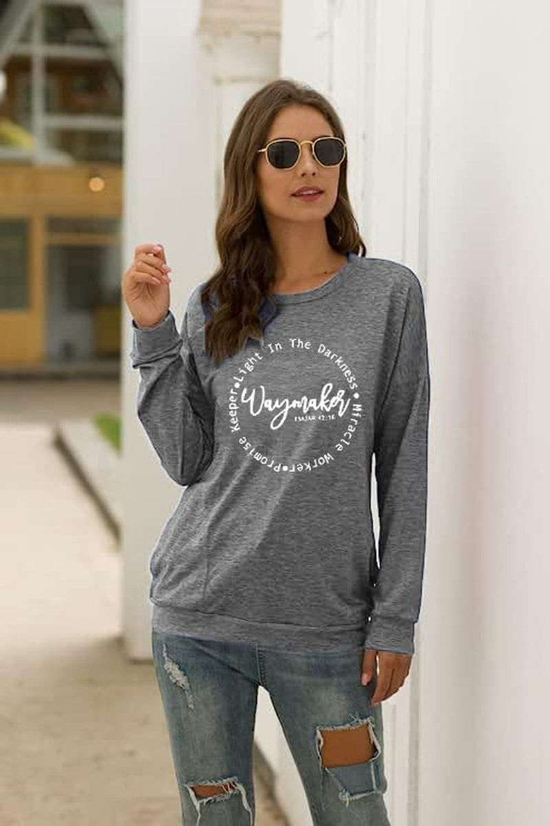 Waymaker Tshirt Women Christian Fall Shirt Miracle Worker Light in the Darkness Long Sleeve Casual Top Shirt Tee