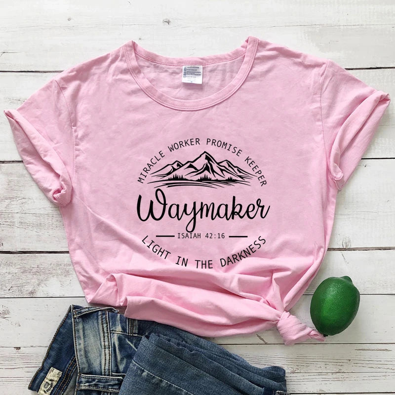 Waymaker Isaiah 42:16 T-Shirt Aesthetic Summer Graphic Inspirational Quote Tshirt Women Scripture Christian Bible Verse Tee Top