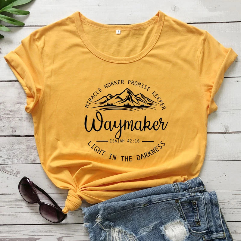 Waymaker Isaiah 42:16 T-Shirt Aesthetic Summer Graphic Inspirational Quote Tshirt Women Scripture Christian Bible Verse Tee Top