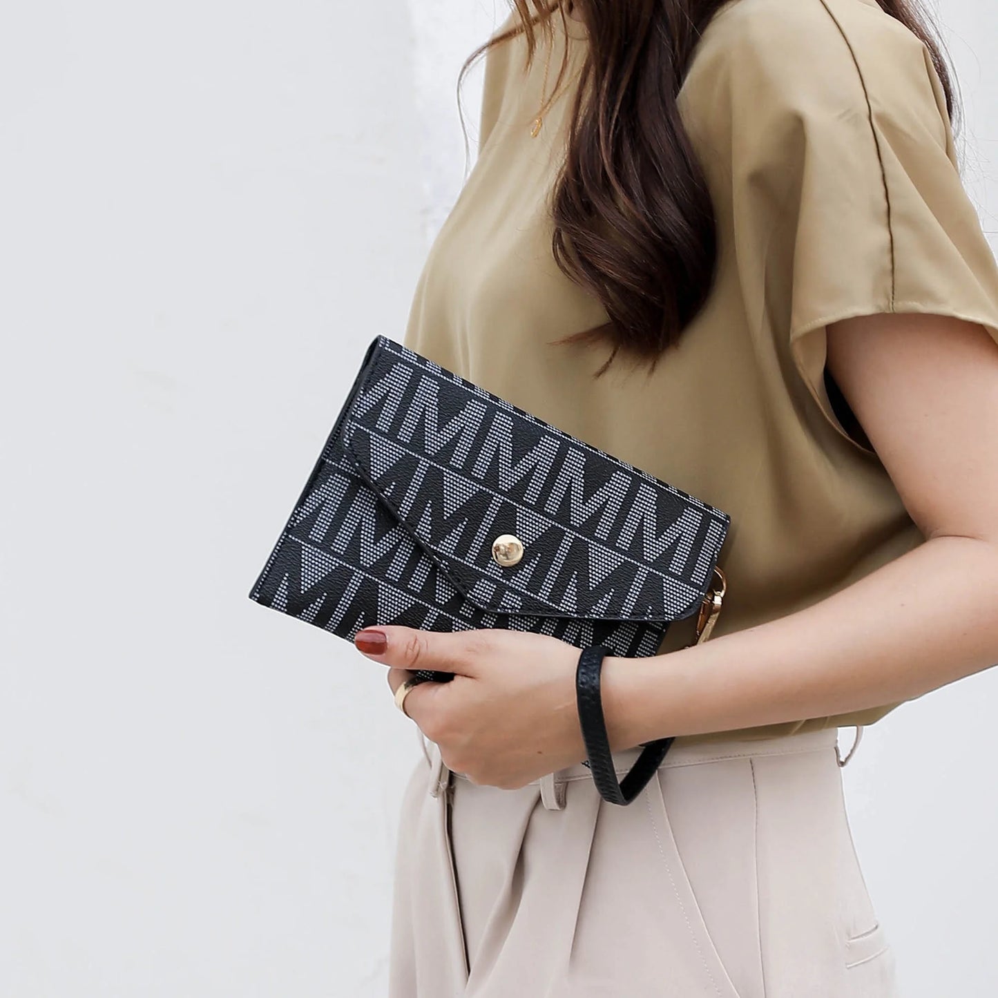 by Mia K. Marimar Women'S Tote Bag with Pouch and Wristlet, Signature 4 Piece Set - Burgundy Red