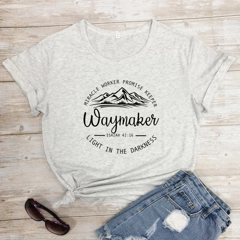 Waymaker Isaiah 42:16 T-Shirt Aesthetic Summer Graphic Inspirational Quote Tshirt Women Scripture Christian Bible Verse Tee Top
