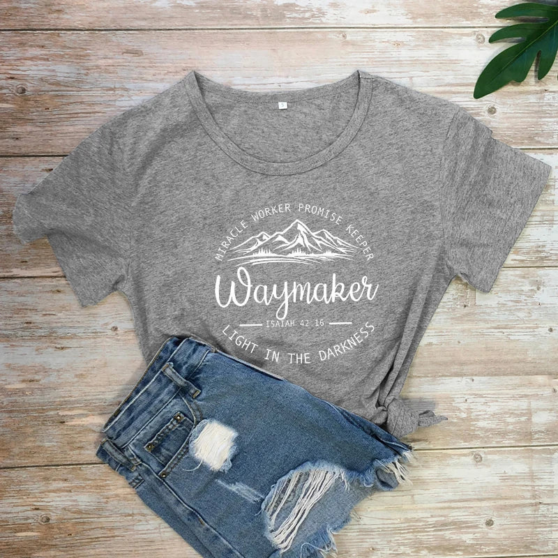 Waymaker Isaiah 42:16 T-Shirt Aesthetic Summer Graphic Inspirational Quote Tshirt Women Scripture Christian Bible Verse Tee Top